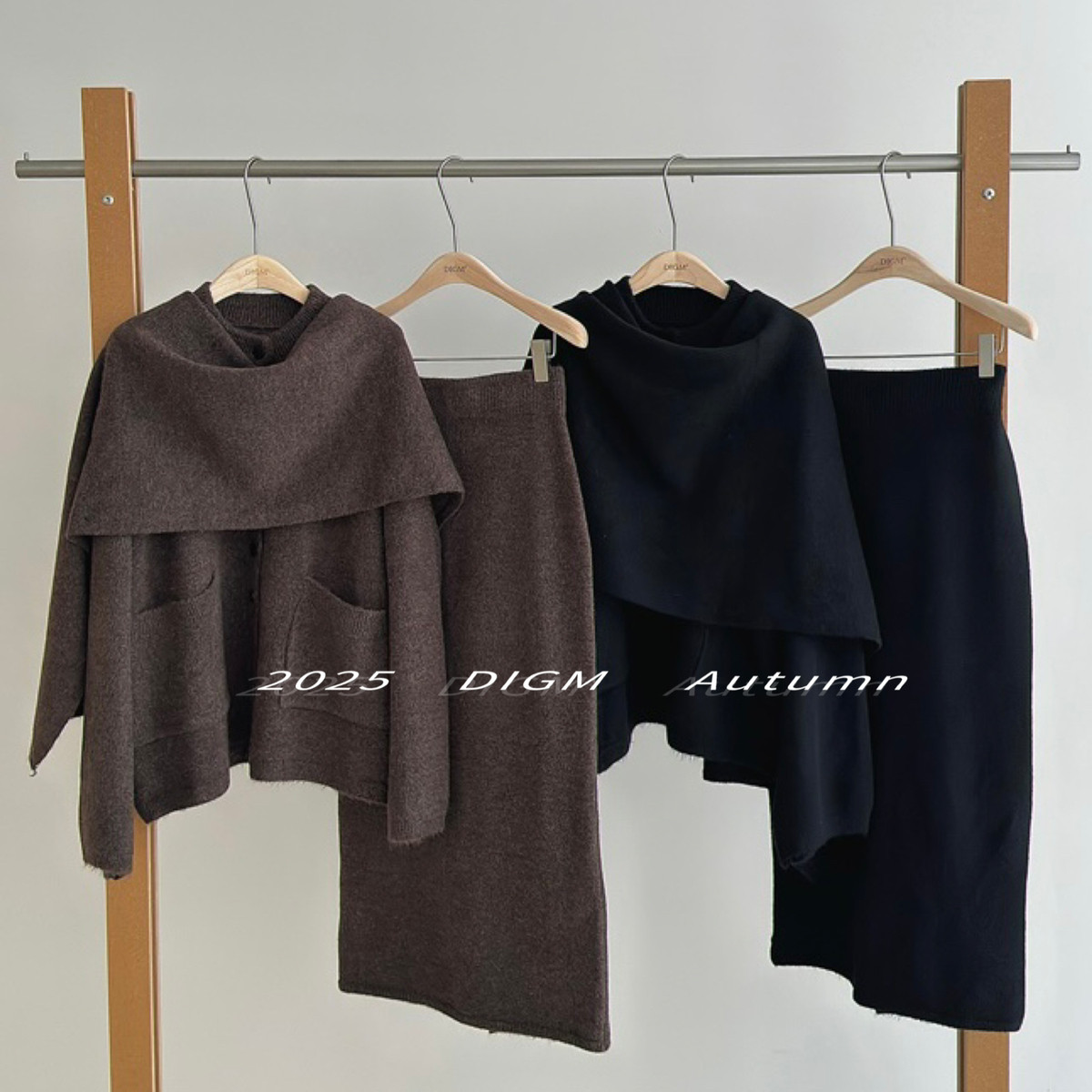 Cecil简高级感时尚气质开衫毛衣高腰显瘦半身裙围巾套装A88996