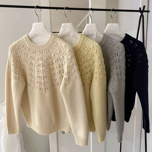 含100羊毛 2510 保暖毛衣 Cecil新休闲百搭圆领宽松长袖