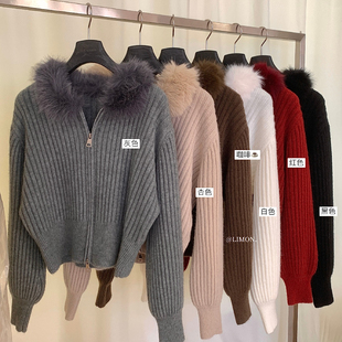 Cecil温柔感oin～慵懒毛领坑条双拉链毛衣00 6908