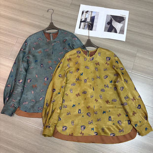 可可-中式喵趣横生复古真丝香云纱气质高级百搭小衫YS3-t534