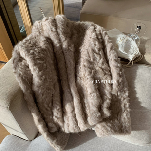 Cecil格丽特午后冬季 保暖宽松仿皮草皮毛一体短外套7889