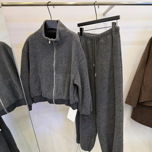 99717 两件套装 Cecil简约慵懒风加绒短外套 松紧腰休闲裤
