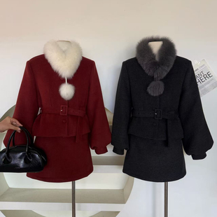 Cecil瘦半身裙套装 60625 配毛领狐狸毛毛真毛可拆卸