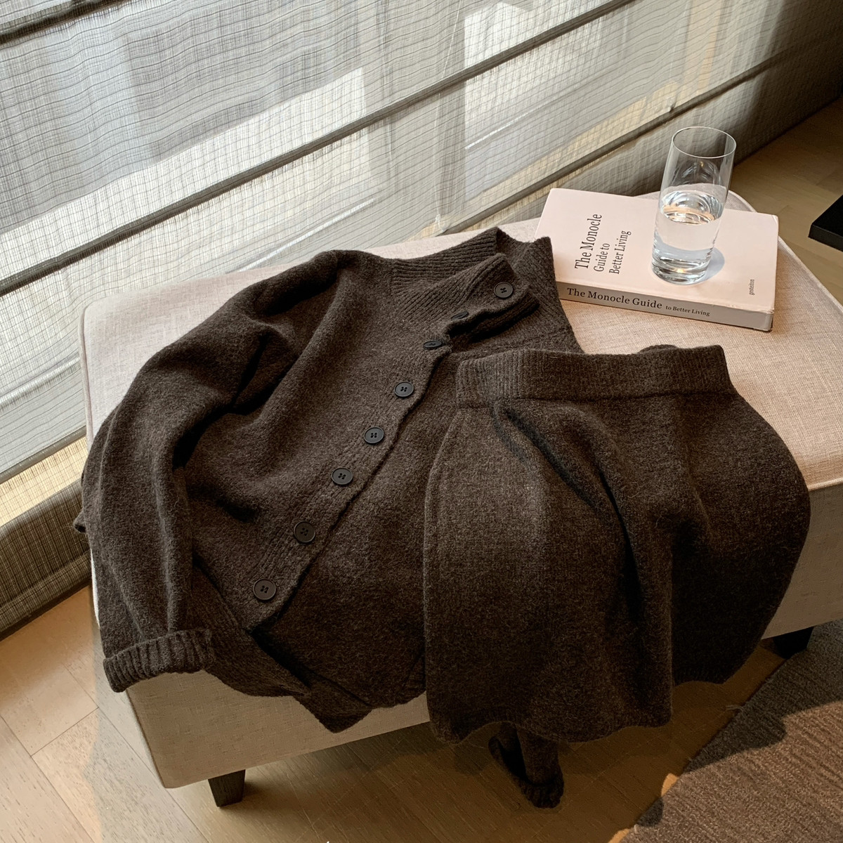 Cecil智系日常纽扣高领针织衫+半身裙套装1330-55