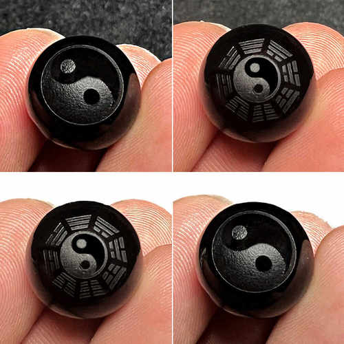 黑曜石珠子太极八卦道家法器
