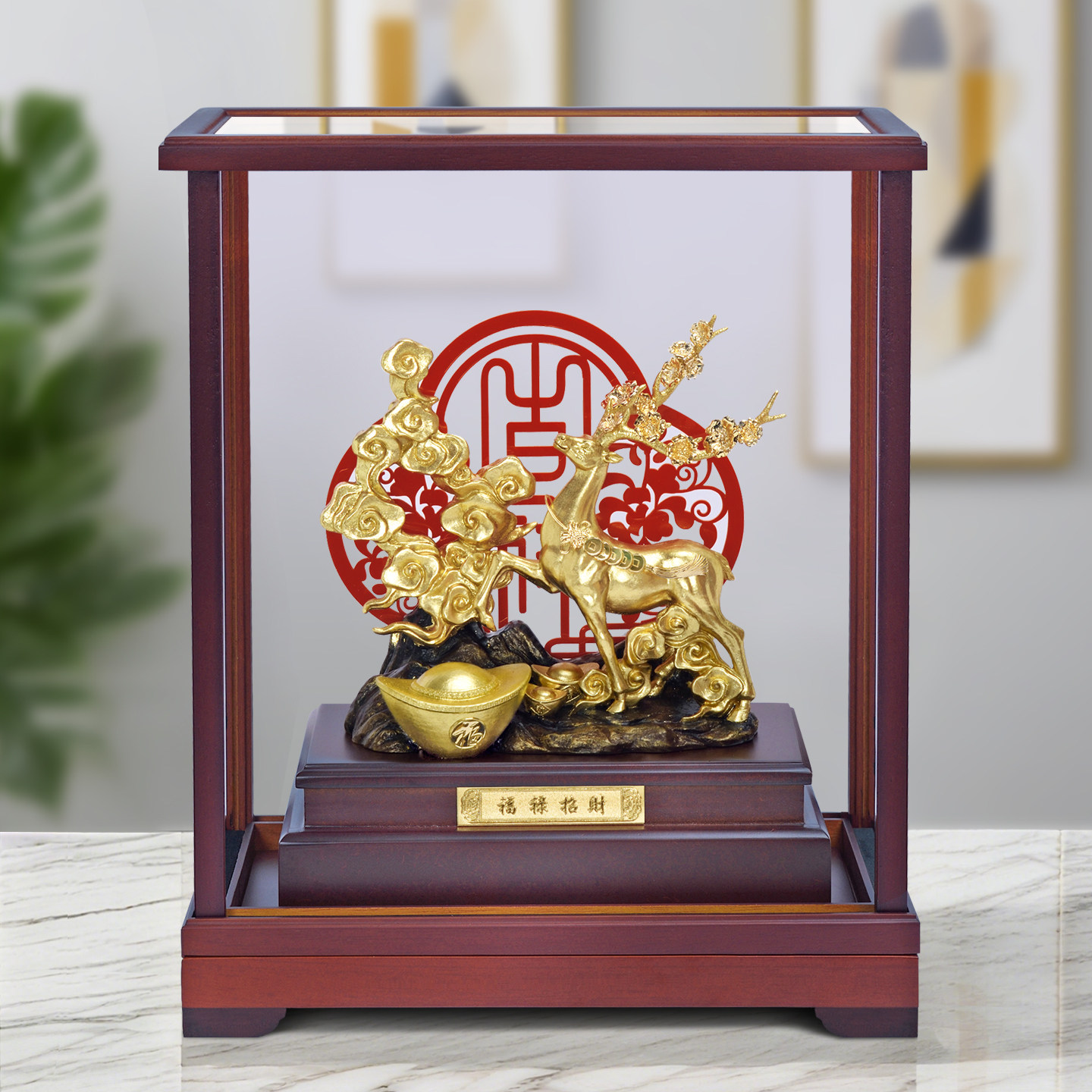 足金金箔招财福禄摆件乔迁新居搬家礼品办公室桌公司开业定制礼物