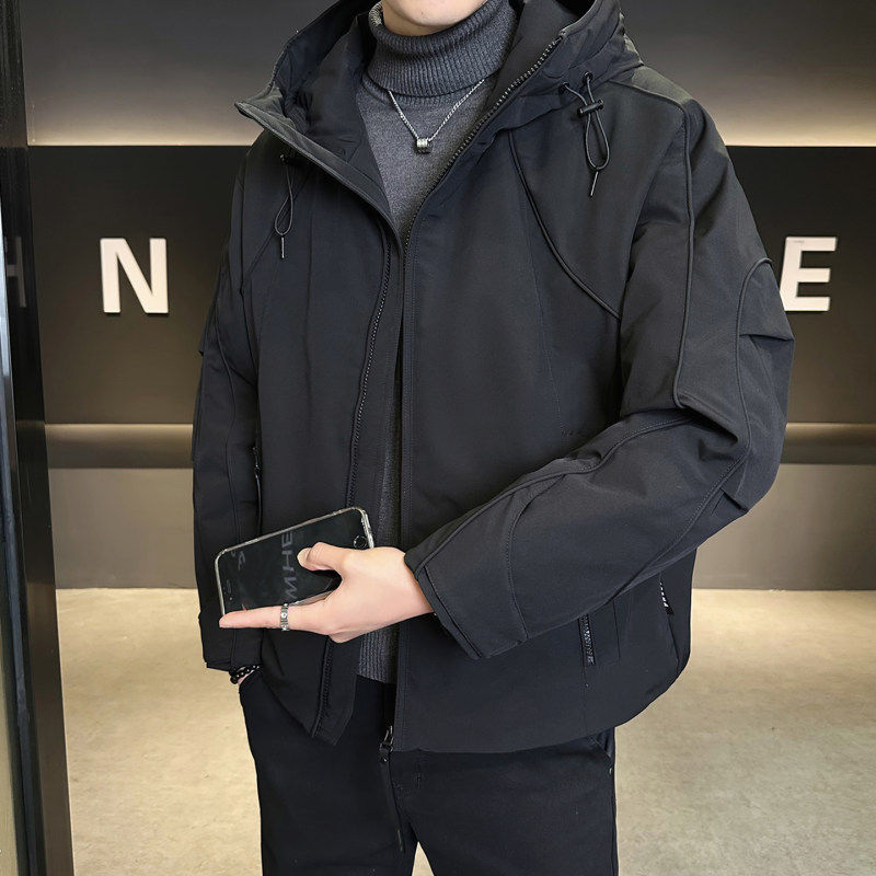 90白鸭绒工装男士羽绒服冬季爆款2025新款高级感连帽加厚男装外套