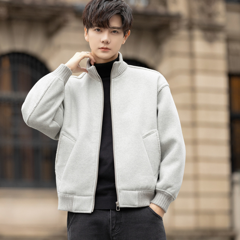 保暖商务休闲2025年新款秋冬时尚皮衣外套男士加厚夹克毛呢大衣