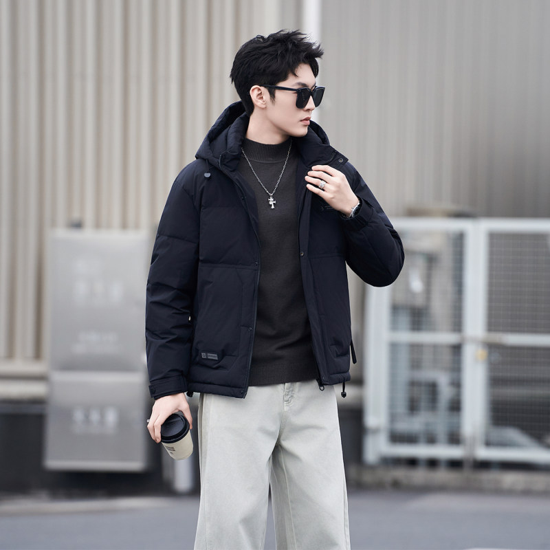 高级感可拆卸连帽羽绒服冬季加厚2025新款潮流短款轻薄男士外套