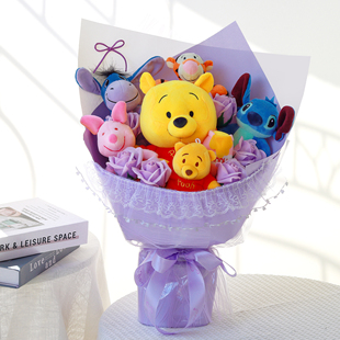 卡通花束小熊毛绒公仔娃娃特别创意生日礼物送女朋友同学同事