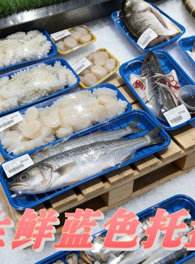 pp生鲜蓝色海鲜水产塑料托盘水产塑料托盘高端打包托盘1912