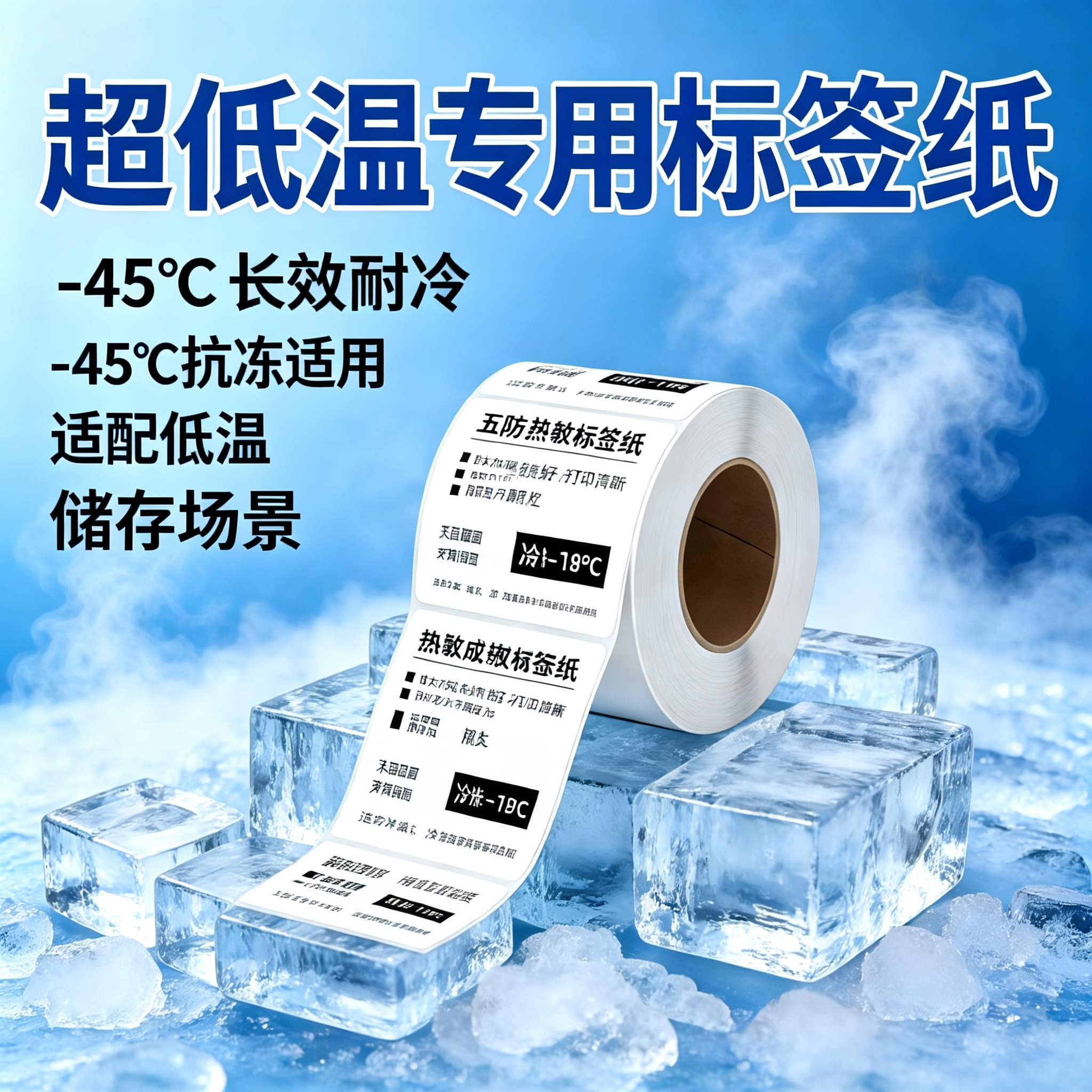 耐低温五防热敏合成不干胶纸 防水防撕 冷链食品标签打印条码纸