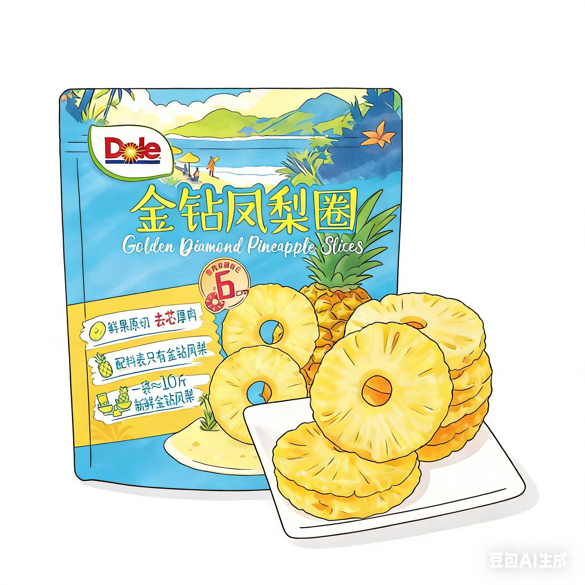 山姆代购都乐金钻凤梨圈225g独立小包营养鲜果原切果干解馋小零食