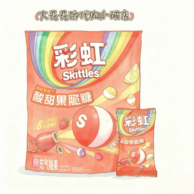 山姆代购Skittles彩虹酸甜果脆糖270g水果味凝胶糖果儿童解馋零食