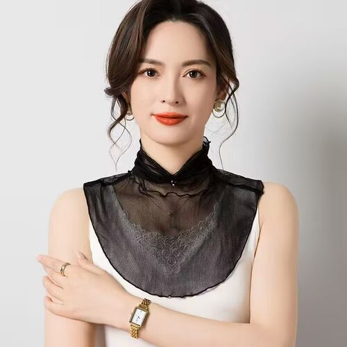内搭夏天护颈围脖女真丝高领镂空假领子薄款网眼装饰潮假衣领