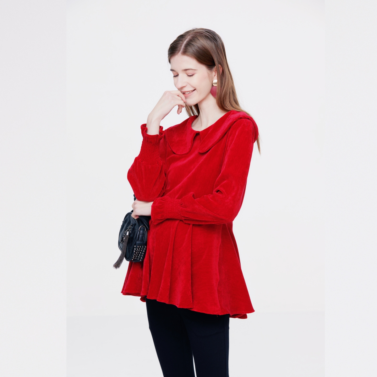 孕妇打底衫内搭加厚磨绒娃娃领