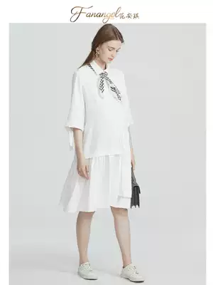 Pregnant women's work clothes Summer dress interview formal dress loose large size pregnant women's shirt dress Chiffon summer