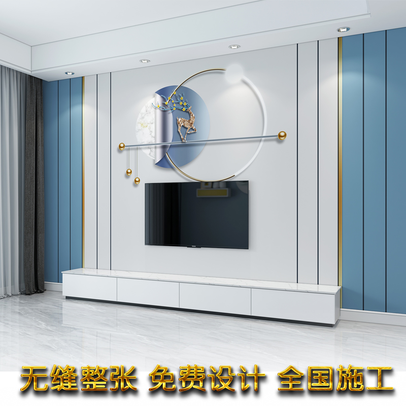 新款2023影视墙壁画电视背景墙纸3d轻奢麋鹿装饰客厅卧室无缝墙布图片