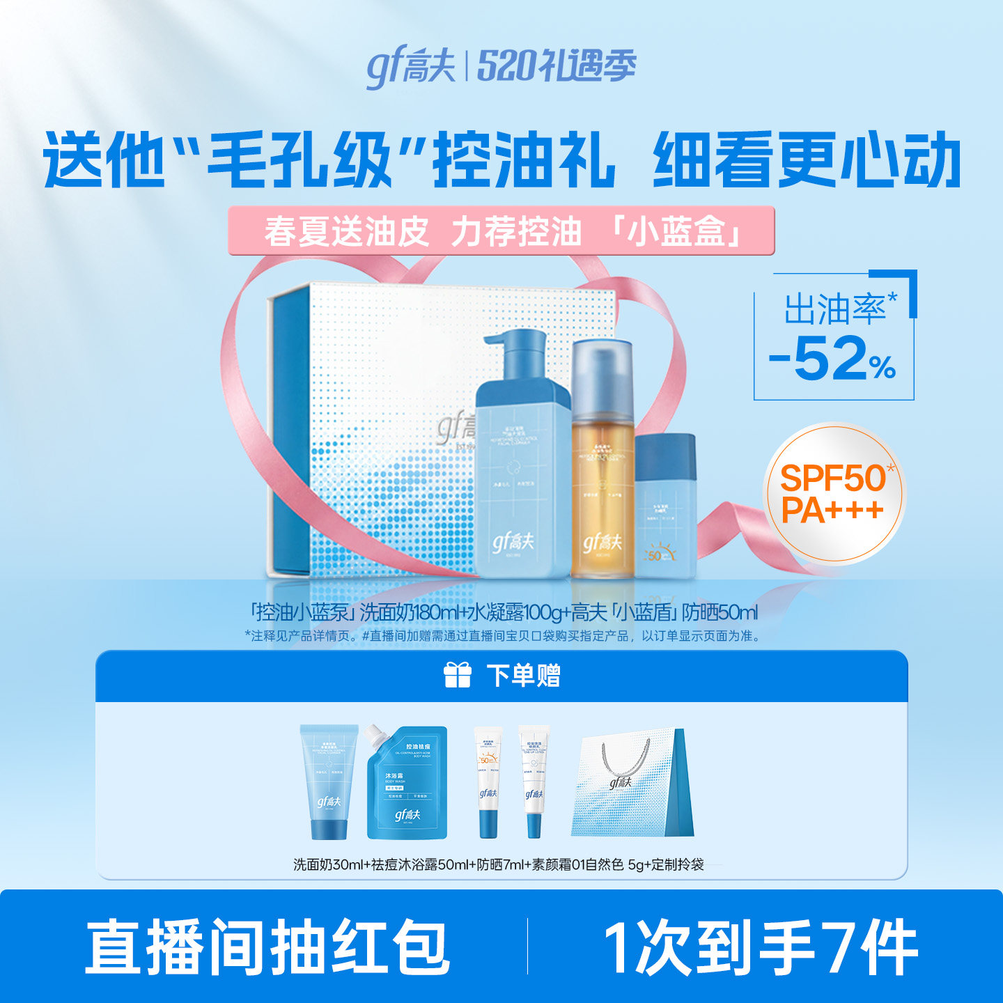 【送男友礼盒】高夫男士控油护肤套装小蓝盒洗面奶水乳男生礼物