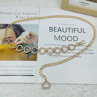 高级感水钻腰链配饰连衣裙2025年新款潮爱心金属百搭链条腰带女士