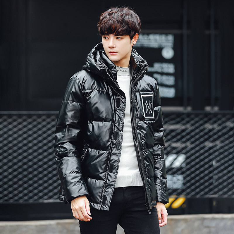冬季青年羽绒服外套加厚白鸭绒男士羽绒服亮皮韩版外套101p100,男装羽绒服,星座1203