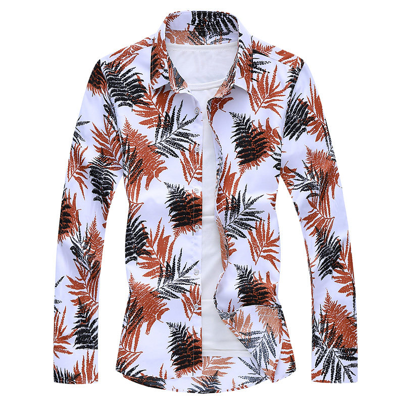 2021春秋款花衬衫大码加肥韩版男士长袖男花衬衫C628，男装衬衫，星座1203