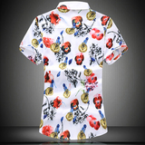 男装短袖数码印花衬衫大码男韩版花色衬衫短袖上衣半袖C231p45，男装衬衫，星座1203