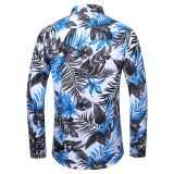 春款大码印花长袖衬衫韩版男士长袖男花衬衫镂空C631p30，男装衬衫，星座1203