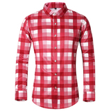 主推男衬衫格子长袖印花加肥加大青年长袖衬衫C861p40，男装衬衫，星座1203