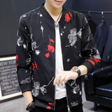 新款夹克春装潮男花色大码夹克休闲男青年修身外套JK821p65模特，男装夹克，星座1203