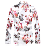 主推春款男弹力衬衫长袖印花加肥大码青年长袖衬衫C616p50，男装衬衫，星座1203