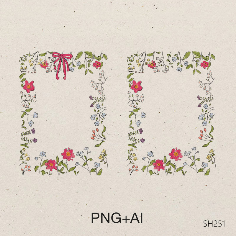 水彩花边彩色蝴蝶结手绘花店婚礼邀请函请柬框架手绘海报请柬素材