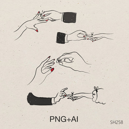 戒指交换插图涂鸦手绘轮廓图标婚礼邀请函手绘海报请柬素材图设计