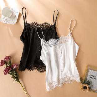 内搭仿真丝打底醋酸缎面外穿上衣 西装 法式 蕾丝小吊带背心女夏季