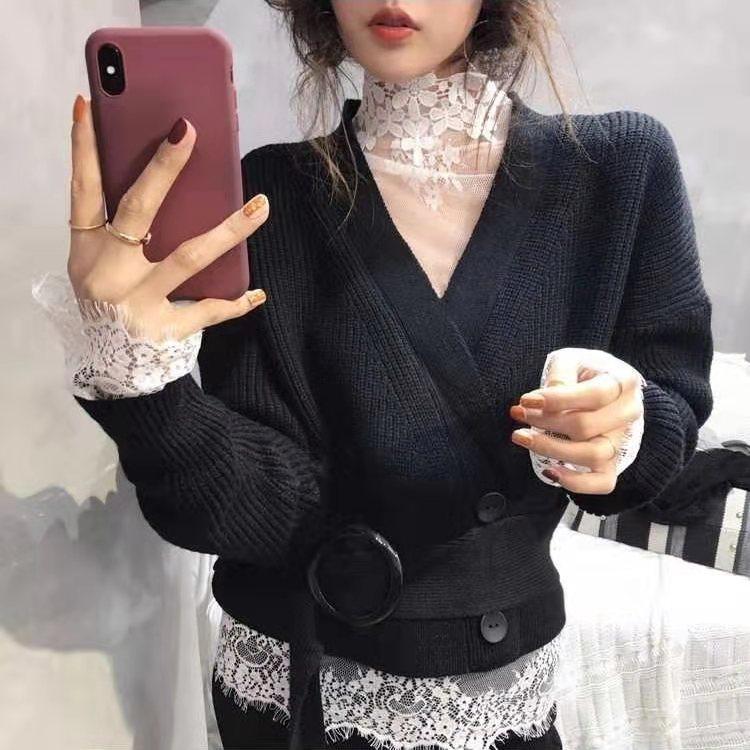 网纱透明镂空白色蕾丝很仙的上衣