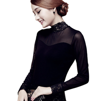 半高领T恤蕾丝打底衫内搭上衣