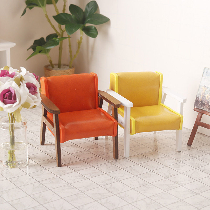 dollhouse 娃娃屋 仿真微缩 皮革 沙发 椅子 模型道具过家家玩具