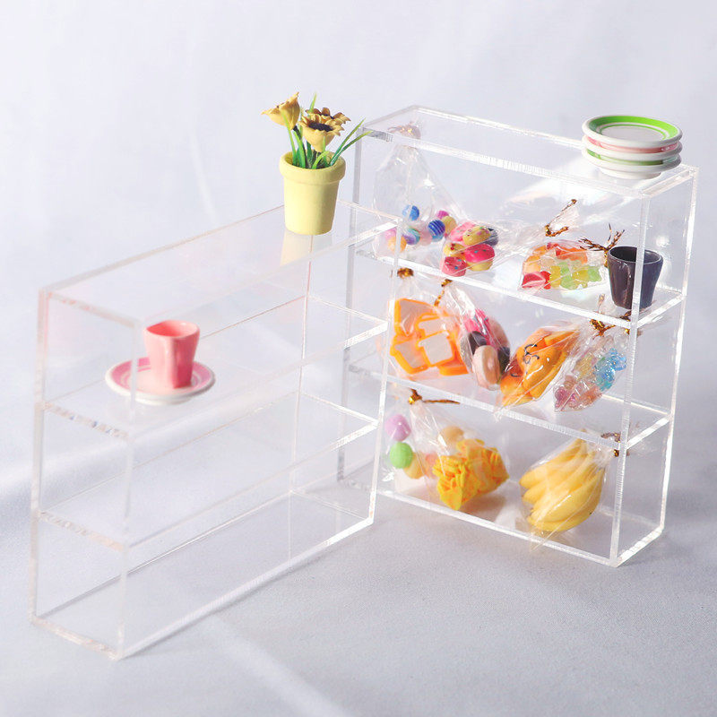 Dollhouse 娃娃屋 透明点心蛋糕柜展书柜模型 微缩食玩场景OB11