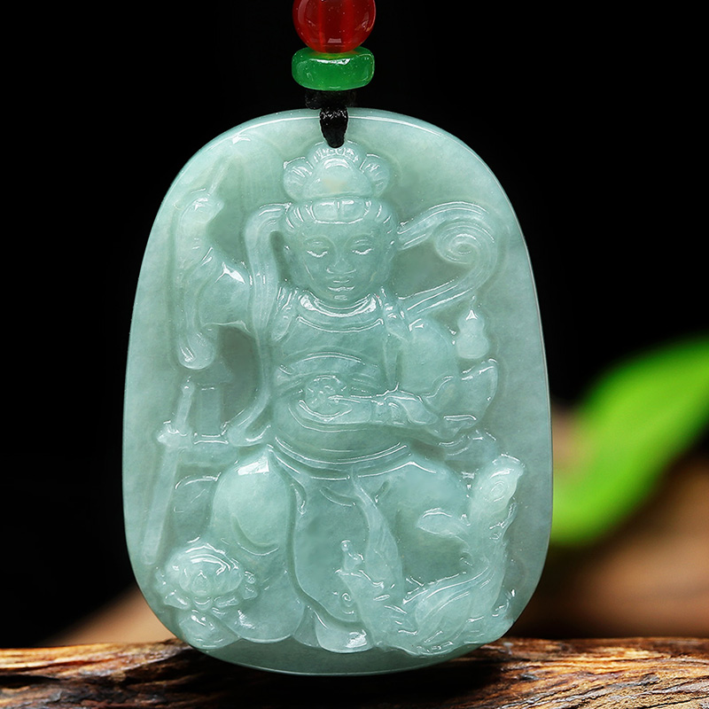 翡翠玉吊坠九天玄女吊坠缅甸翡翠A货玉石吊牌天玄女娘娘玉牌