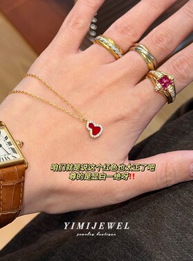 正红色小葫芦通勤项链