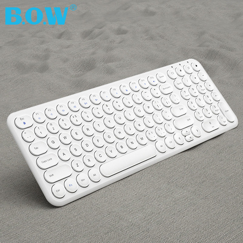 BOW无线键盘HW098SC-2超薄键盘笔记本电脑通用家用公游戏白色