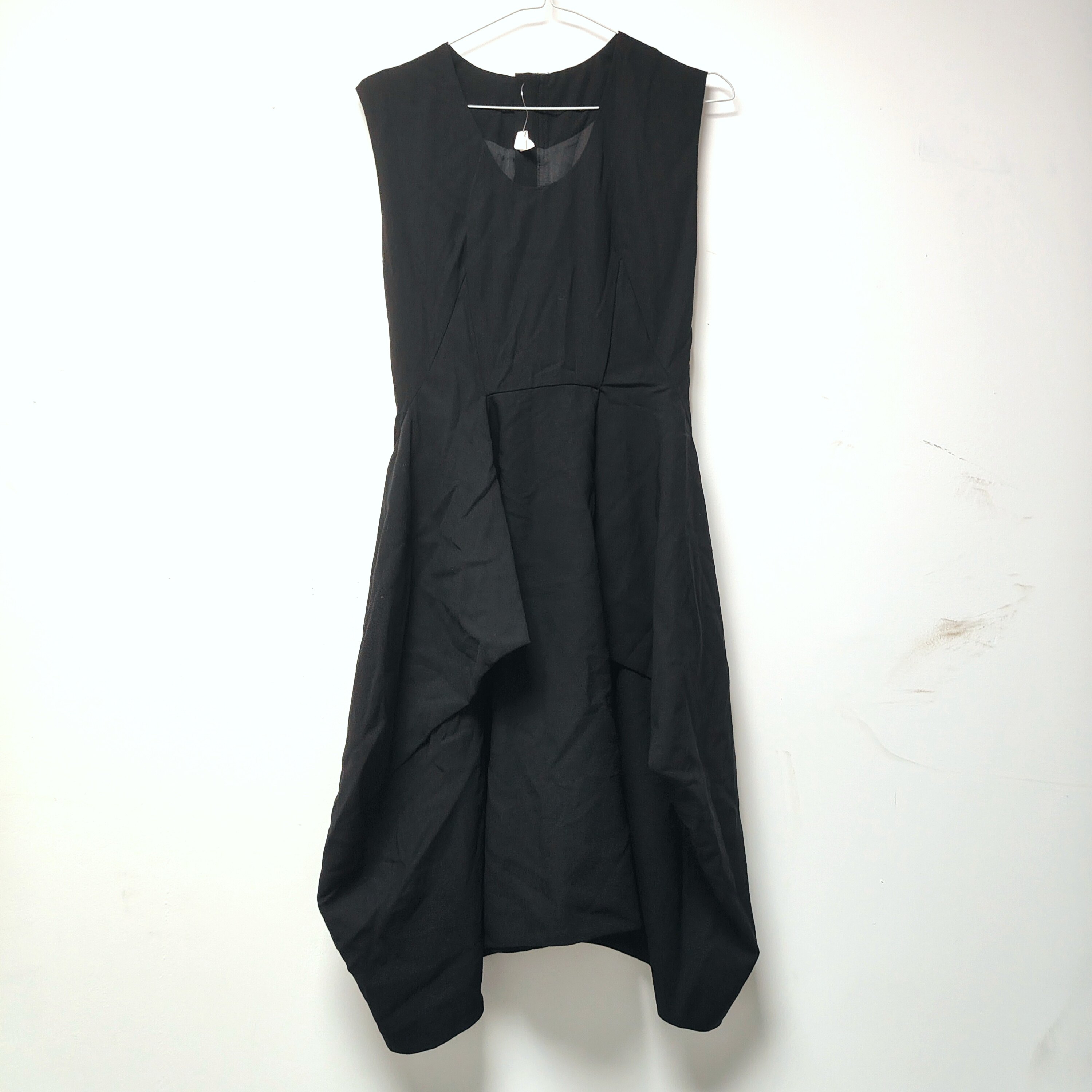 JN黑色羊毛不规则大摆礼服裙