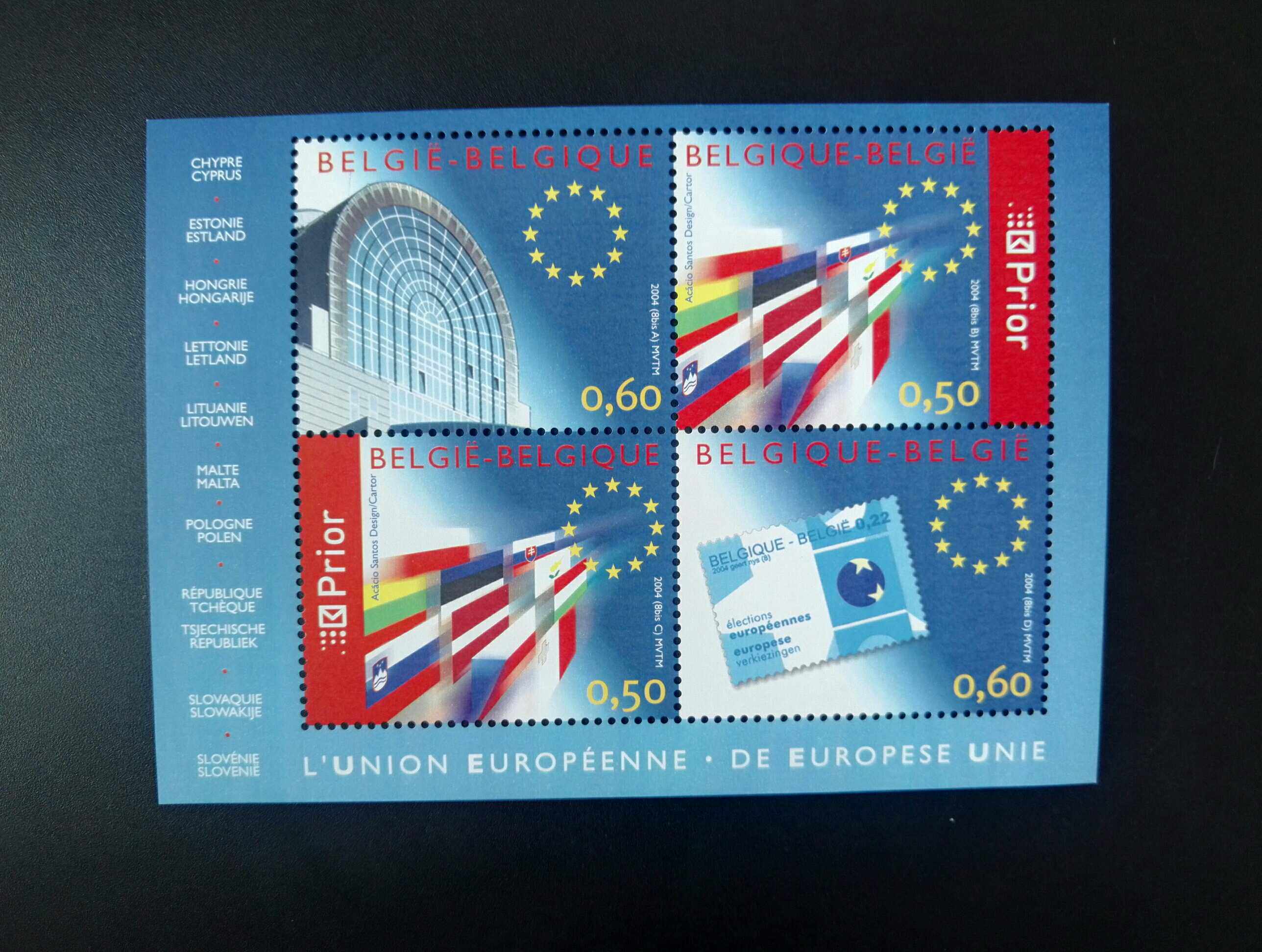 比利时2004年国旗欧盟小全张1全新