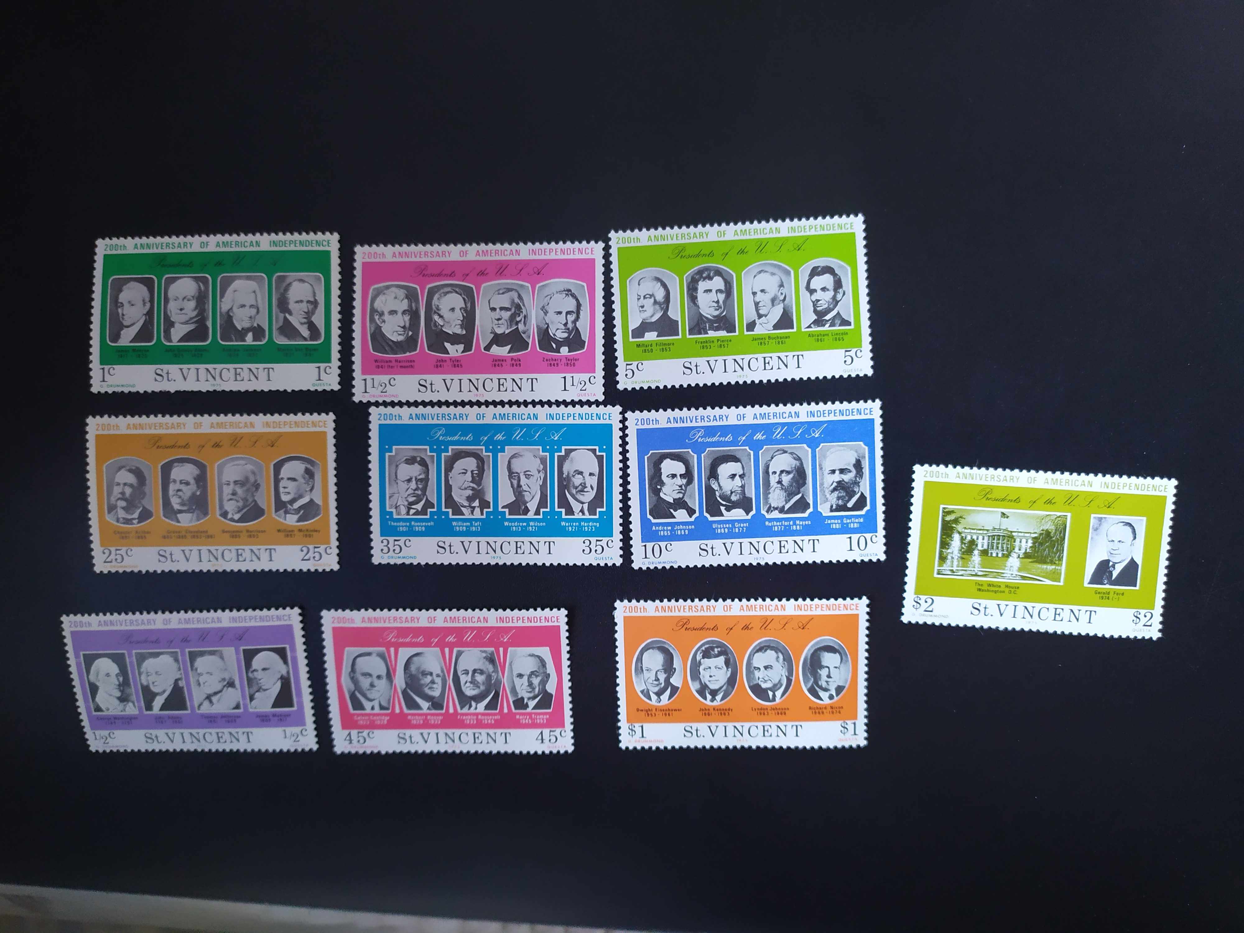圣文森特1976年总统美国独立20年邮票10全新