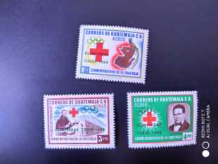 危地马拉1964年地图十字会加盖东京奥会 邮票3新