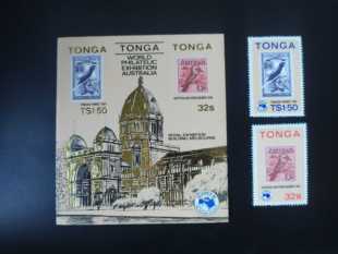汤加1984年鸟邮展票中票不干胶邮票2全新+小型张1全新