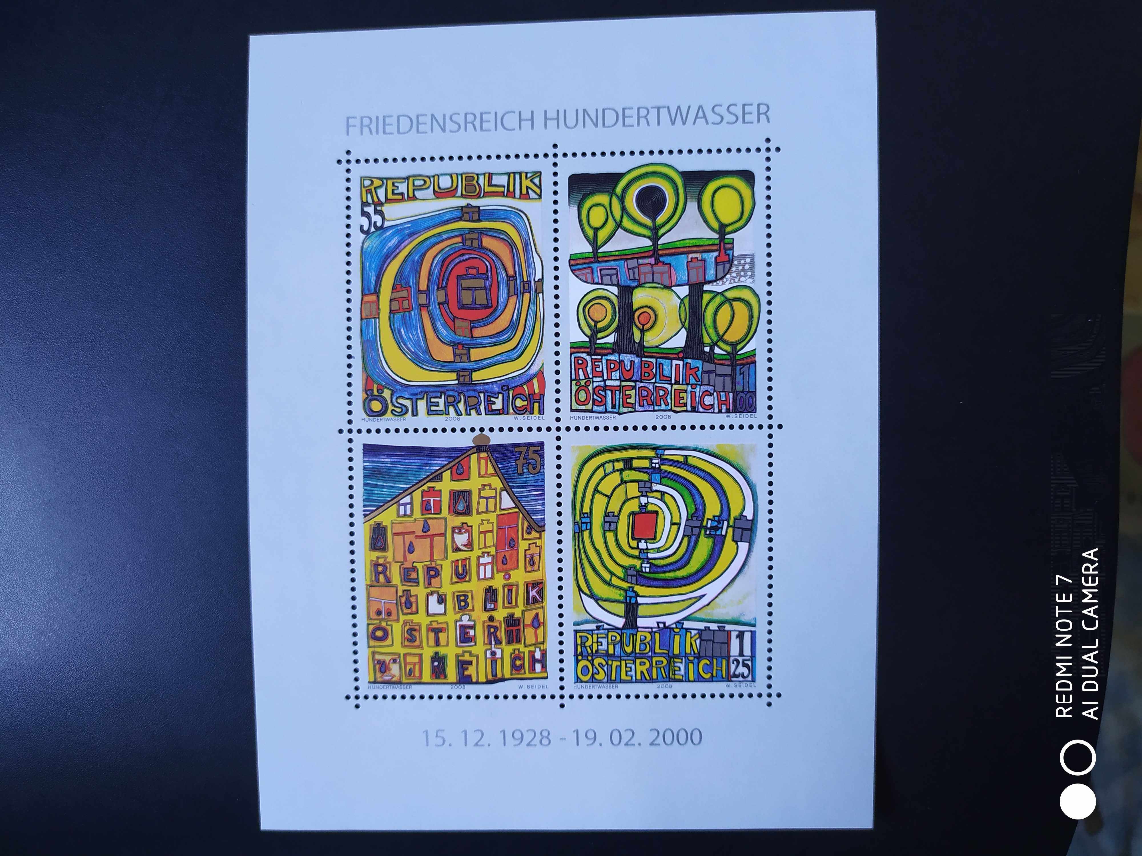 奥地利2008年画家汉德瓦萨诞生80周年-绘画作品 邮票小全张1全新