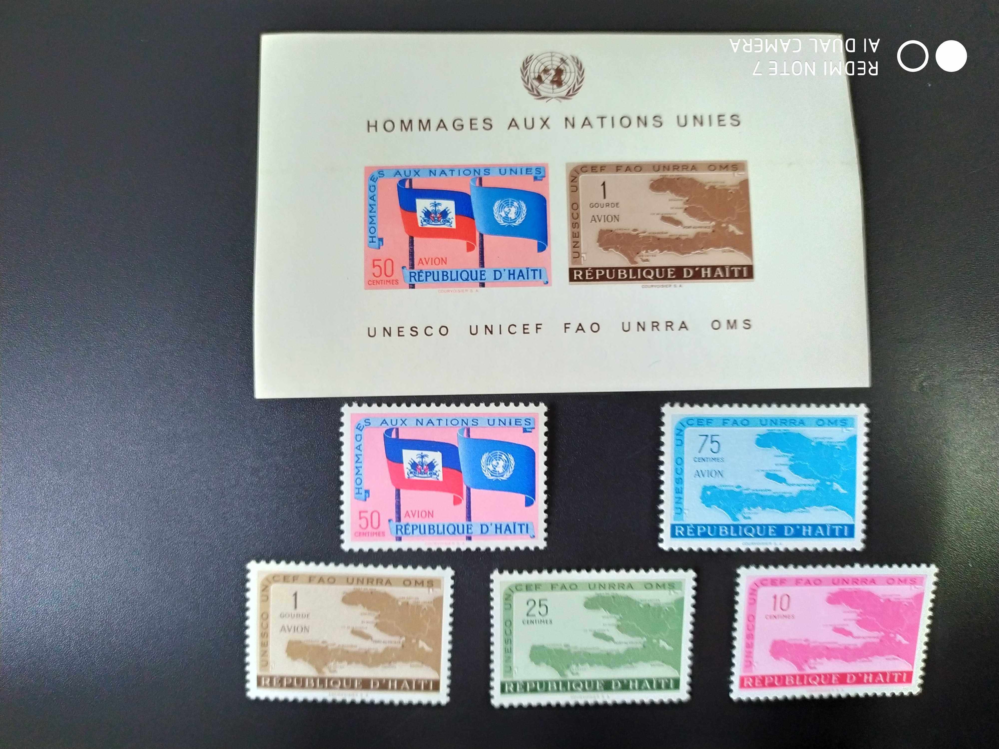 海地1958年地图国旗加入联合国纪念邮票5全+1张全新