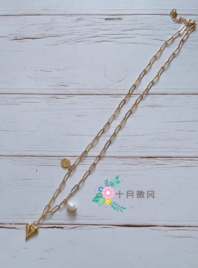 手工日韩ins博主欧美叠戴不掉色简约珍珠金色链条锁骨链项链
