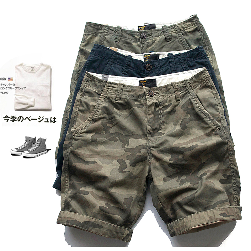 日系工装休闲迷彩短裤纯棉全棉夏